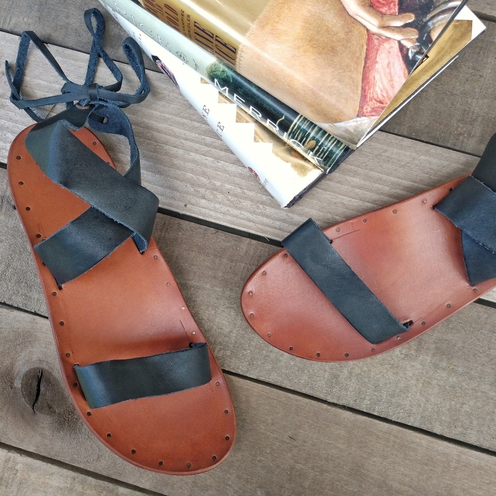 BEEK Cardinal Leather Lace Back Sandals